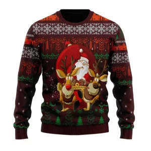 Christmas Ugly Sweater Christmas Santa Claus And Reindeer Ugly Sweaters