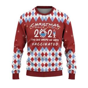 Christmas Ugly Sweater Christmas Vaccinated Ugly Sweaters
