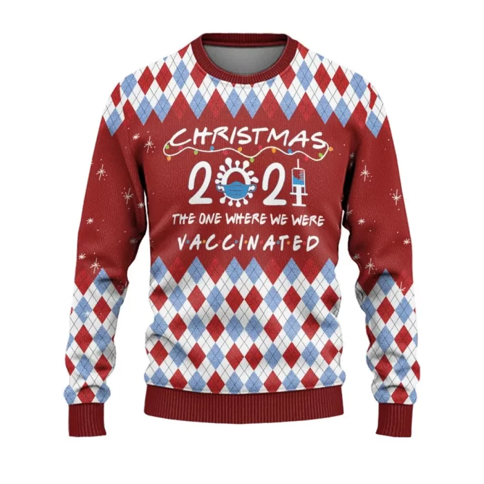 Christmas Ugly Sweater Christmas Vaccinated Ugly Sweaters