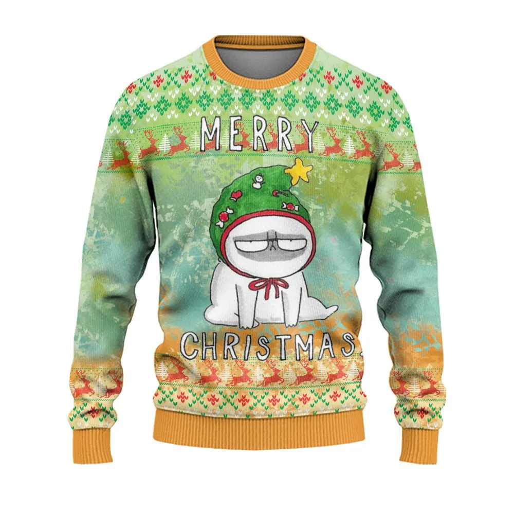 Christmas Ugly Sweater Cute Christmas Pug Dog Cartoon Ugly Sweaters