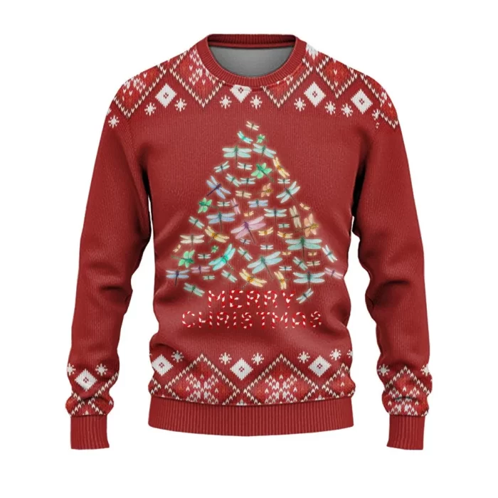 Christmas Ugly Sweater Dragonfly Christmas Tree Ugly Sweaters