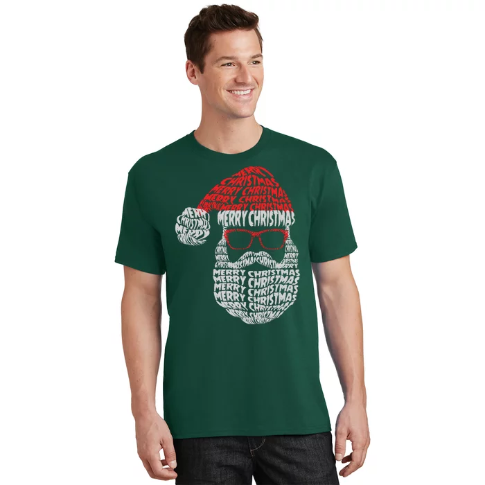Cool-Merry-Christmas-Text-Art-Santa-Claus-T-Shirt-1 Cool Merry Christmas Text Art Santa Claus T Shirt 1