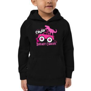 Crush Breast Cancer Awareness Monster Truck Toddler Boy Hoodie 2 1