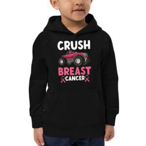 Crush Breast Cancer Awareness Monster Truck Toddler Boy Hoodie 2