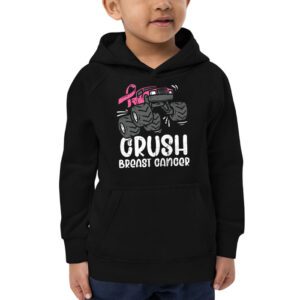 Crush Breast Cancer Awareness Monster Truck Toddler Boy Hoodie 2 4