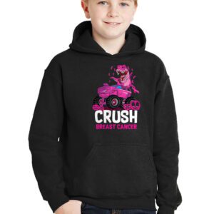 Crush Breast Cancer Awareness Monster Truck Toddler Boy Hoodie 3 2