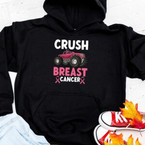 Crush Breast Cancer Awareness Monster Truck Toddler Boy Hoodie