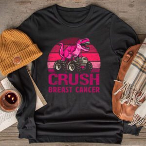 Crush Breast Cancer Awareness Shirt Monster Truck Toddler Boy Longsleeve Tee
