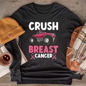 Crush Breast Cancer Awareness Shirt Monster Truck Toddler Boy Longsleeve Tee