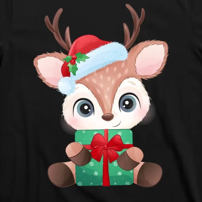 Cute Festive Christmas Reindeer Present T Shirt 3