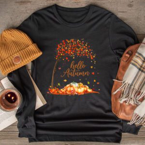 Fall Shirt Ideas Cute Hello Autumn Season Thanksgiving and Fall Color Lovers Longsleeve Tee