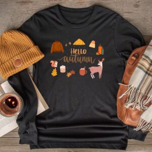 Fall Shirt Ideas Cute Hello Autumn Season Thanksgiving and Fall Color Lovers Longsleeve Tee