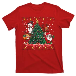 Cute Merry Christmas Graphic Collage T-Shirt