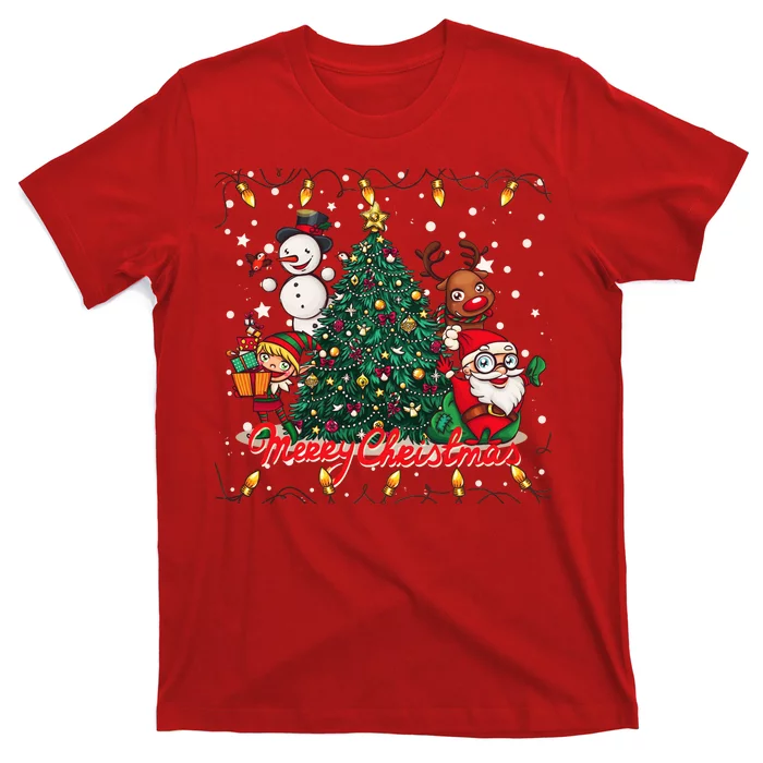 Cute-Merry-Christmas-Graphic-Collage-T-Shirt Cute Merry Christmas Graphic Collage T-Shirt