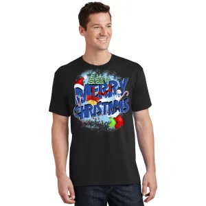 Cute Merry Christmas Word Decoration T Shirt 1