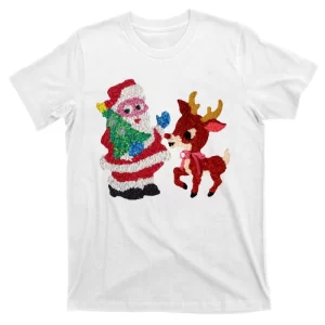 Cute Santa Reindeer Best Friends Christmas Cheer T-Shirt