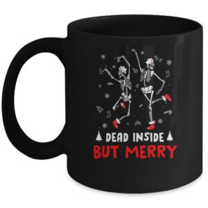 Dead Inside But Merry Funny Dancing Skeleton Christmas Nurse Mug