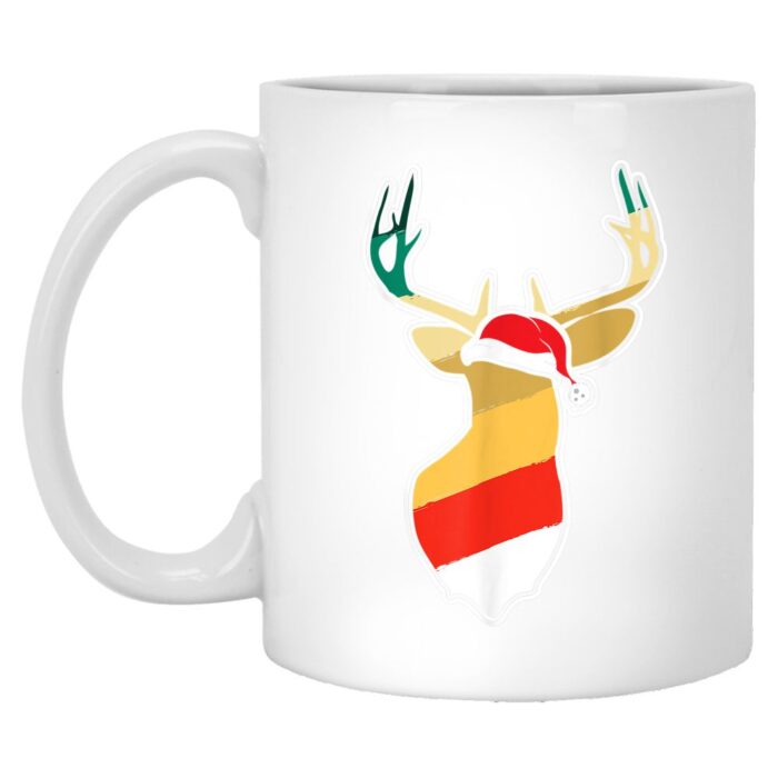 Deer Wearing Santa Hat Shadow Merry Christmas Mug