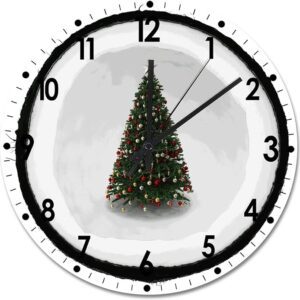 Delicious Wood Wall Clock Fruit Merry Christmas Round Wall Clock Silent Non-Ticking 10x10in Wooden Clocks Home Decor Art For Living Room Ki