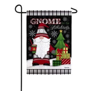 Evergreen Suede 2-Sided Garden Flag - Gnome For The Holidays