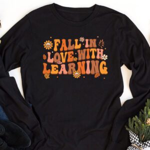 Fall In Love With Learning Fall Teacher Thanksgiving Retro Longsleeve Tee 1 8