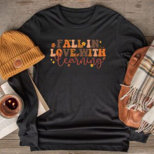 Fall In Love With Learning Fall Teacher Thanksgiving Retro Longsleeve Tee