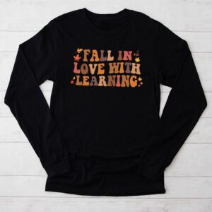 Fall In Love With Learning Fall Teacher Thanksgiving Retro Longsleeve Tee 2 6