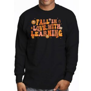 Fall In Love With Learning Fall Teacher Thanksgiving Retro Longsleeve Tee 3 8