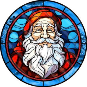 Faux Stained Glass Christmas Santa Sign