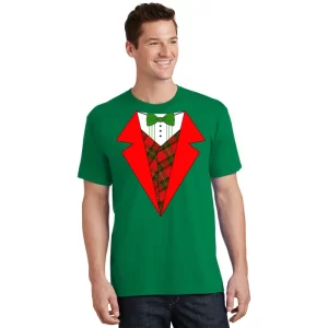 Festive Christmas Red Tuxedo T Shirt 1
