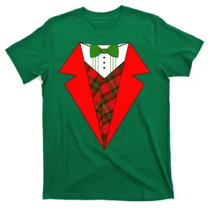 Festive Christmas Red Tuxedo T-Shirt