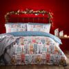 Festive Town Christmas Duvet Cover Set White