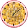 Food Wood Wall Clock Fruit Merry Christmas Round Wall Clock Silent Non-Ticking 15x15in Wooden Clocks For Living Room Bedroom Home Decoratio