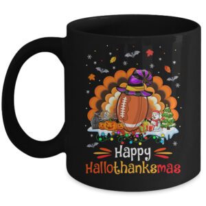 Football Halloween Christmas Thanksgiving Hallothanksmas Mug