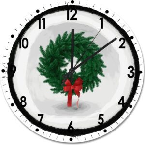 Fruit Wood Wall Clock Fruit Merry Christmas Round Wall Clock Silent Non-Ticking 10x10in Wooden Clocks Decor For Living Room Bedroom Office