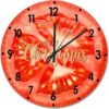 Fruit Wood Wall Clock Fruit Merry Christmas Round Wall Clock Silent Non-Ticking 10x10in Wooden Clocks Home Decor Art For Living Room Kitche
