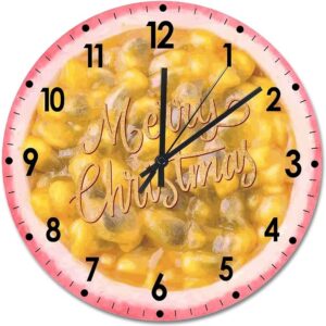 Fruit Wood Wall Clock Fruit Merry Christmas Round Wall Clock Silent Non-Ticking 12x12in Wooden Clocks Decor Bedroom Office Living Room Ship