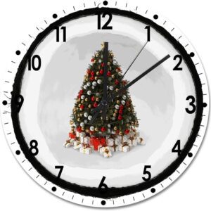 Fruit Wood Wall Clock Fruit Merry Christmas Round Wall Clock Silent Non-Ticking 15x15in Wooden Clocks Bedroom Bathroom Wall Decor Ship From