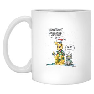 Funny Difference Between Cat & Dog Merry Christmas Mug