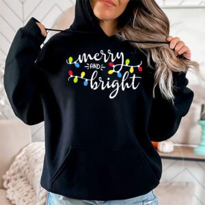 Funny Merry and Bright Christmas Lights Xmas Holiday Short Sleeve Hoodie 1 3