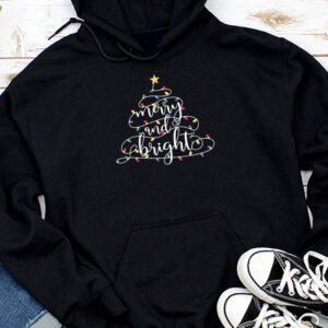 Funny Merry and Bright Christmas Lights Xmas Holiday Short Sleeve Hoodie