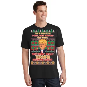 Funny Trump Very Merry Ugly Christmas Sweater T Shirt 1