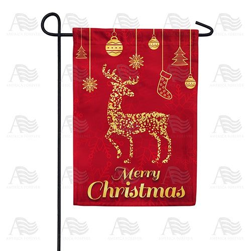Gold Reindeer Garden Flag