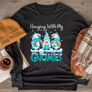 Hanging With My Gnomies Funny Christmas Garden Gnome Gifts Longsleeve Tee