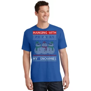 Hanging With My Snowmies Ugly Christmas T Shirt 1