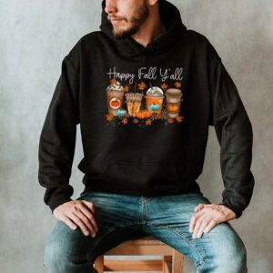 Happy Fall Yall Hoodie Latte Coffee Leopard Pumpkin Autumn Hoodie 2 3