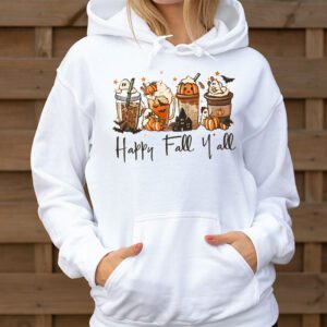 Happy Fall Yall Hoodie Latte Coffee Leopard Pumpkin Autumn Hoodie 3 1