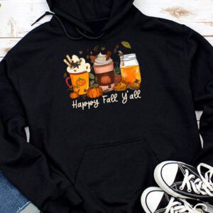 Fall Shirt Ideas Happy Fall Y’all Latte Coffee Leopard Pumpkin Autumn Hoodie