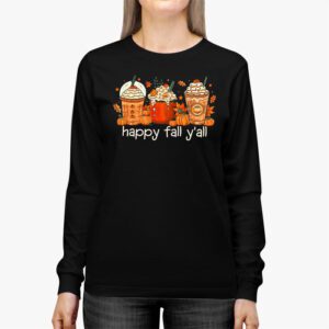 Happy Fall Yall Longsleeve Tee Latte Coffee Leopard Pumpkin Autumn Longsleeve Tee 2 1