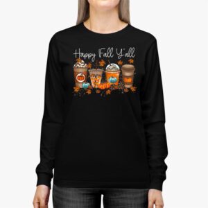 Happy Fall Yall Longsleeve Tee Latte Coffee Leopard Pumpkin Autumn Longsleeve Tee 2 3